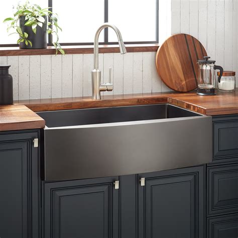 stainless steel farmhouse sink dark cabinets|black farmhouse sink apron front.